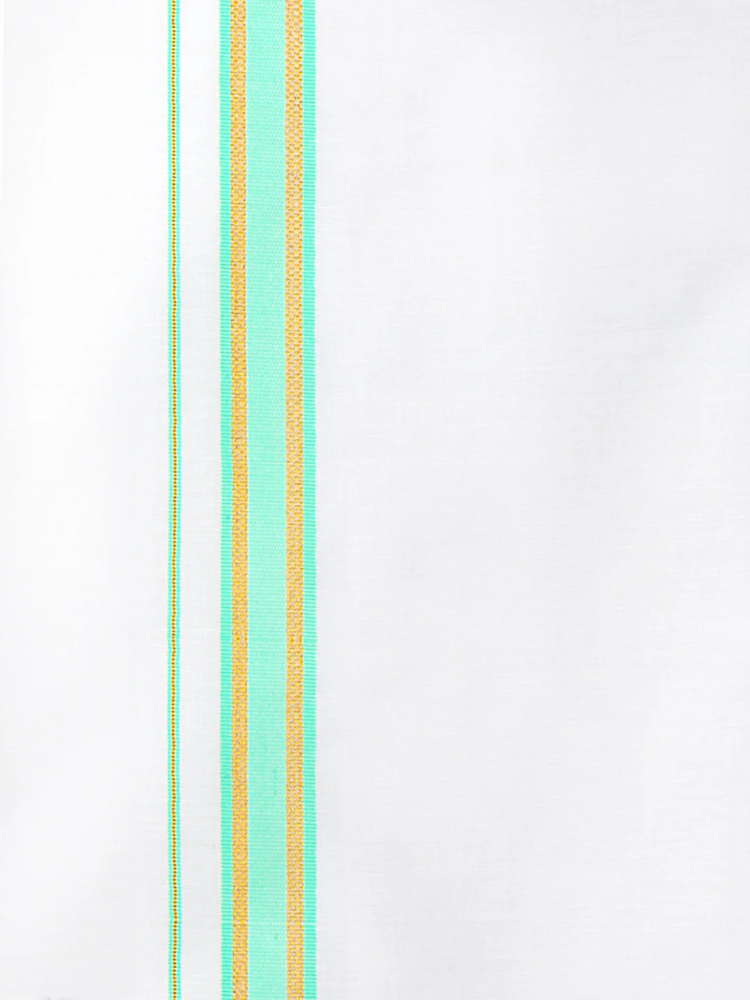 Men Cotton Blend Readymade Single Layer White Dhoti with Fancy Jari Border GACJ30 - Image 4