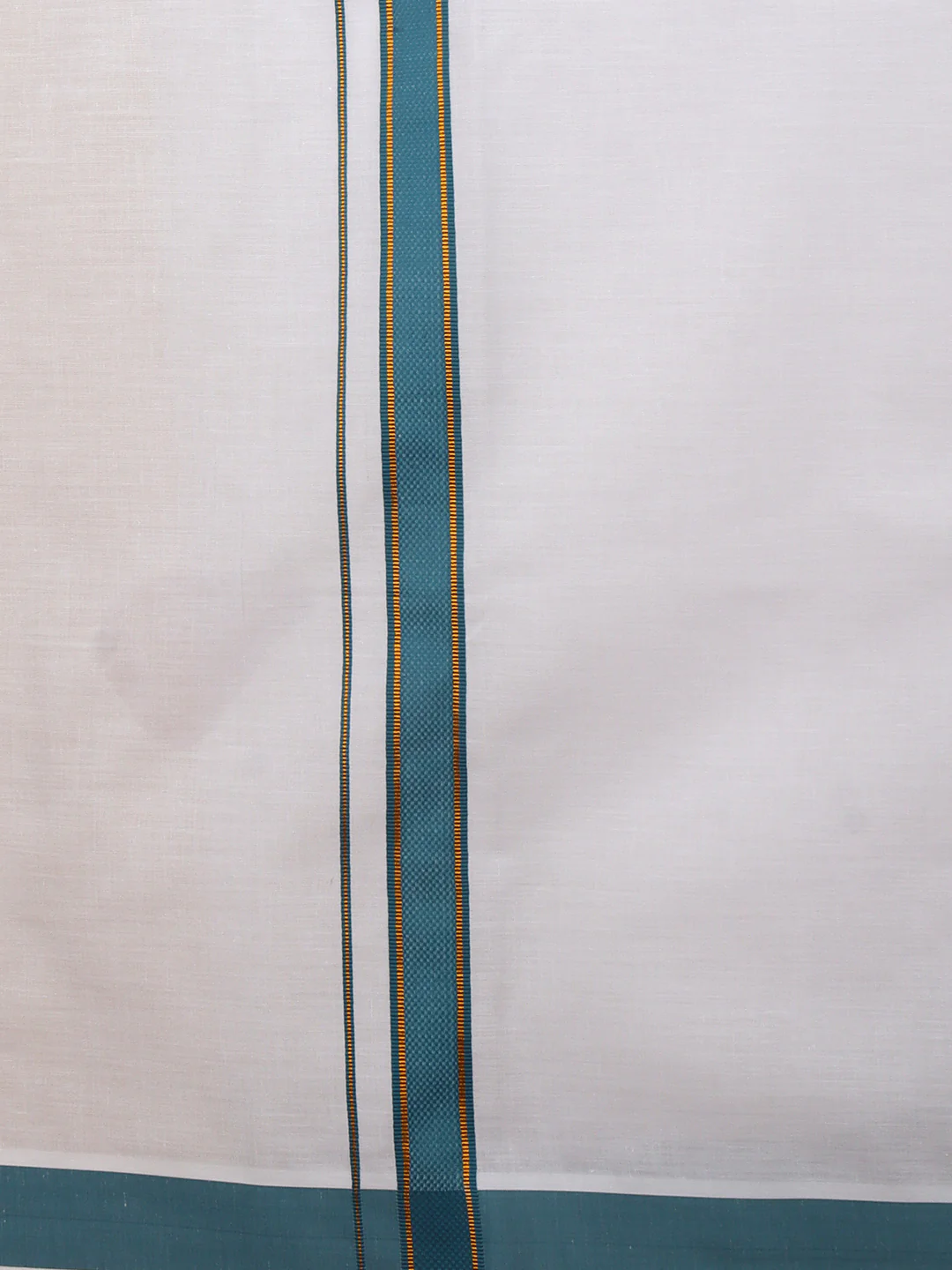 Men Cotton Blend Readymade Single Layer White Dhoti with Fancy Jari Border GACJ37 - Image 4