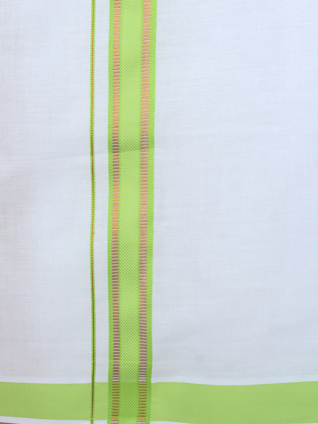 Men Cotton Blend Readymade Single Layer White Dhoti with Fancy Jari Border GACJ40 - Image 5