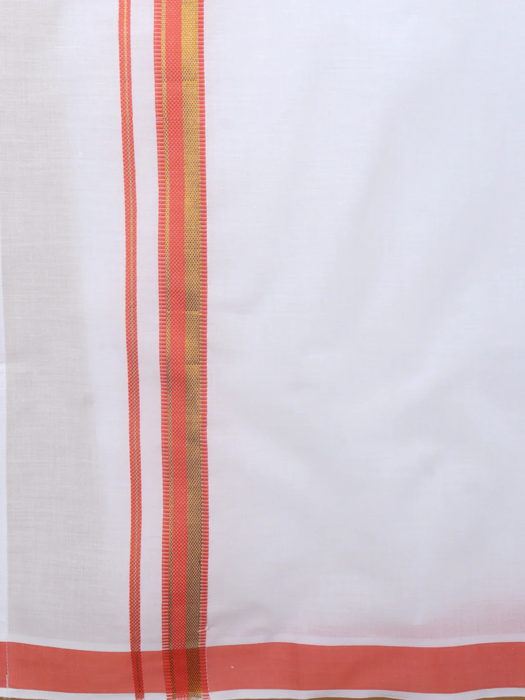 Men Cotton Blend Readymade Single Layer White Dhoti with Fancy Jari Border GACJ41 - Image 5