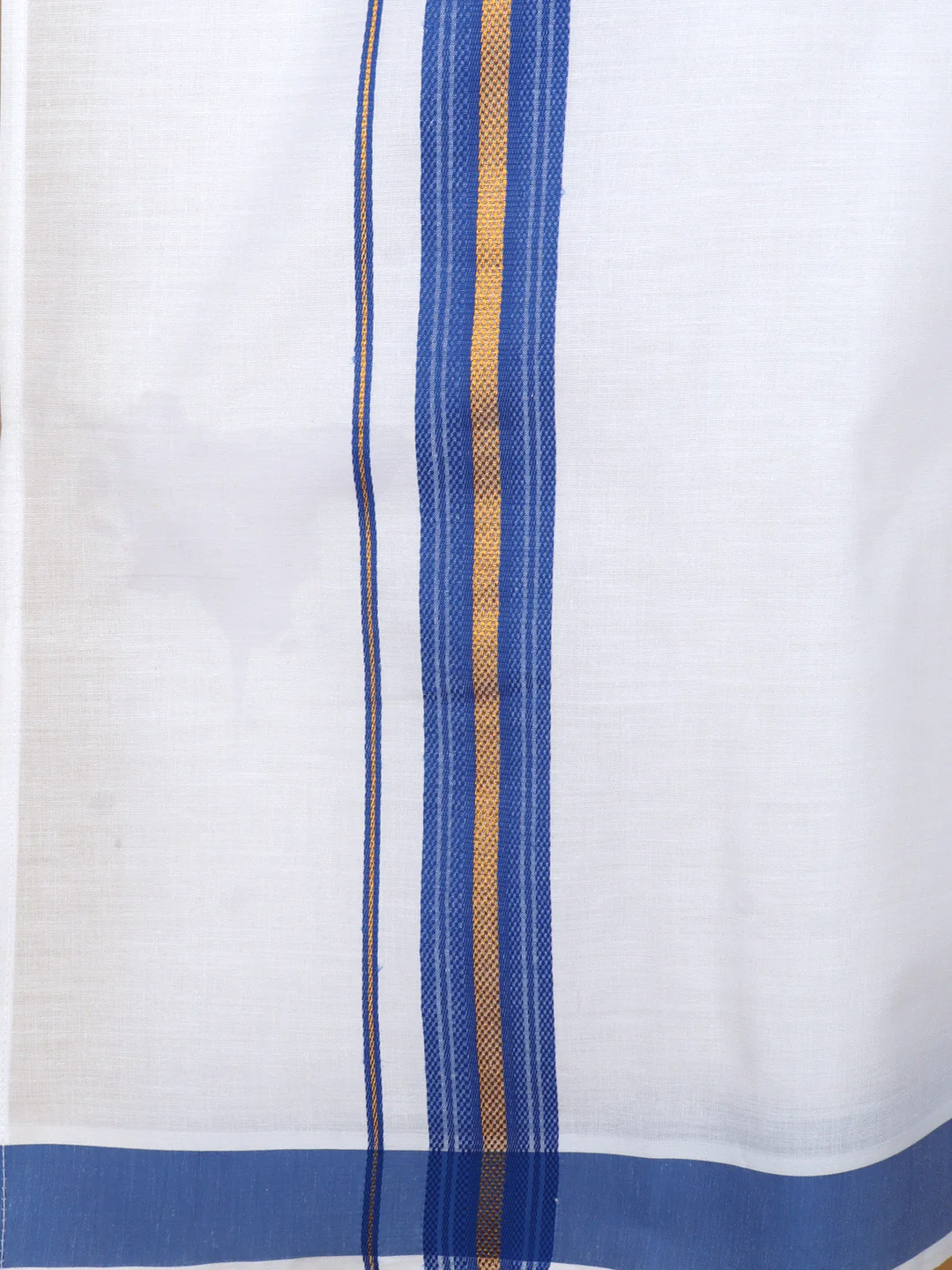 Men Cotton Blend Readymade Single Layer White Dhoti with Fancy Jari Border GACJ42 - Image 5
