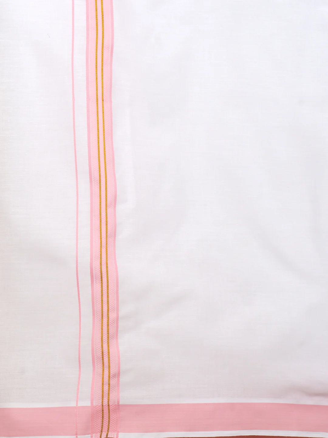 Men Cotton Blend Readymade Single Layer White Dhoti with Fancy Jari Border GACJ44 - Image 5