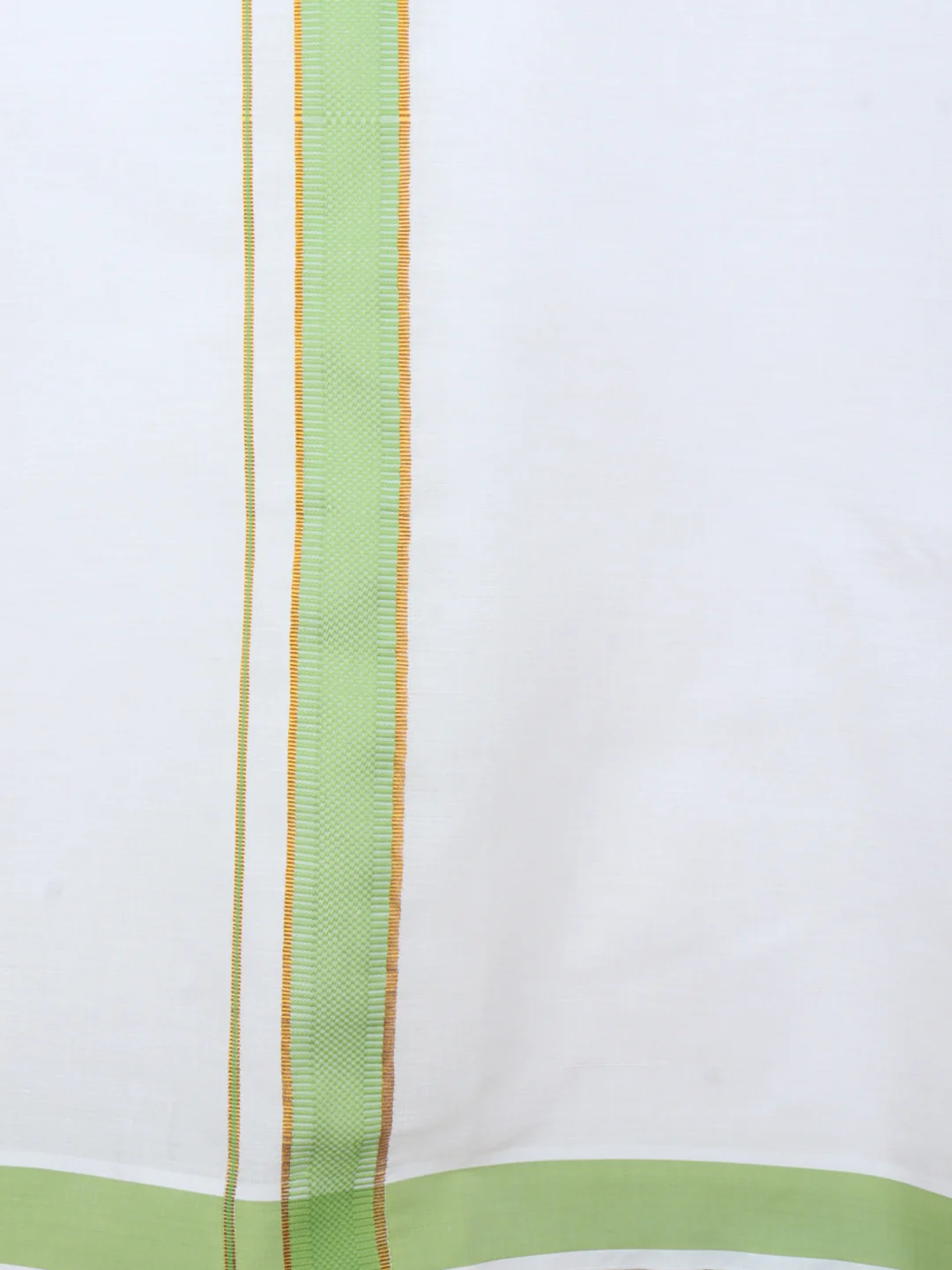 Men Cotton Blend Readymade Single Layer White Dhoti with Fancy Jari Border GACJ45 - Image 4