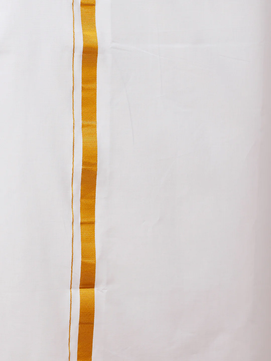 Men Cotton Blend Readymade Single Layer White Dhoti with Gold Jari Border 248 - Image 5