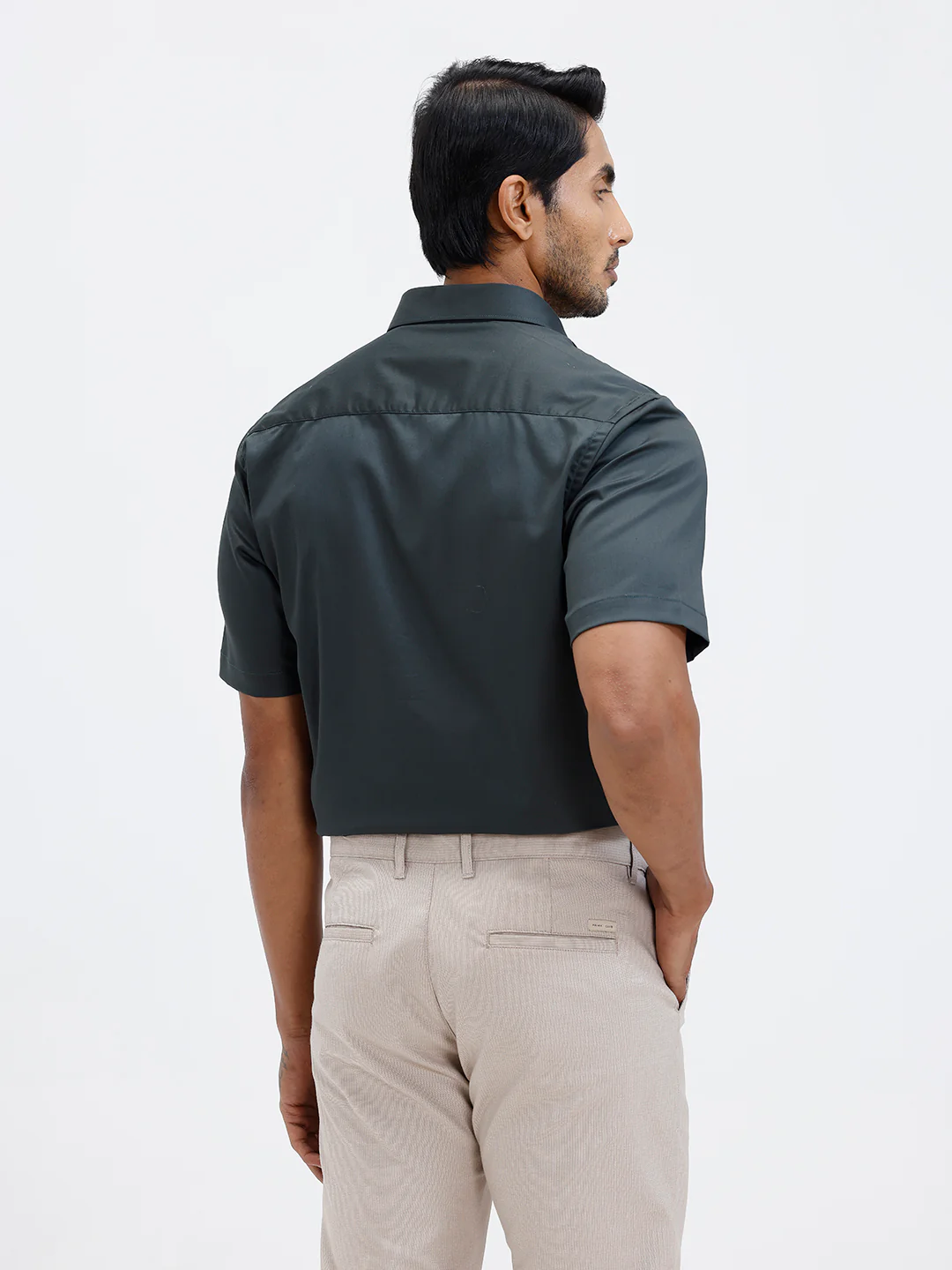 Men Cotton Blend Shirt Dark Green T53 ACT2 - Image 7