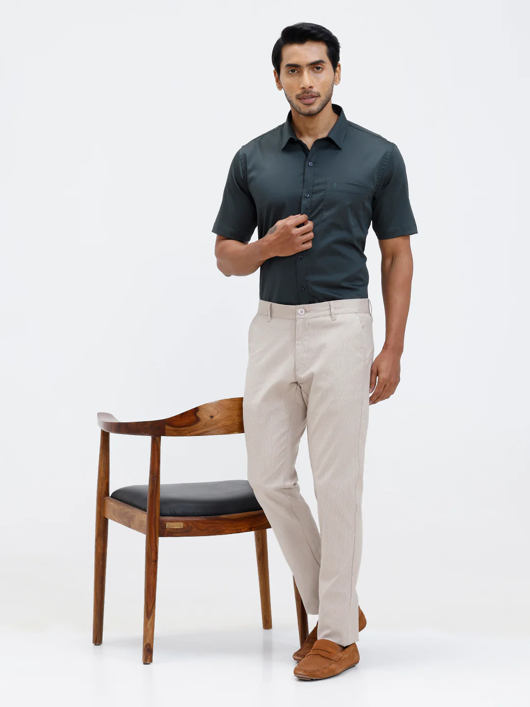 Men Cotton Blend Shirt Dark Green T53 ACT2 - Image 9