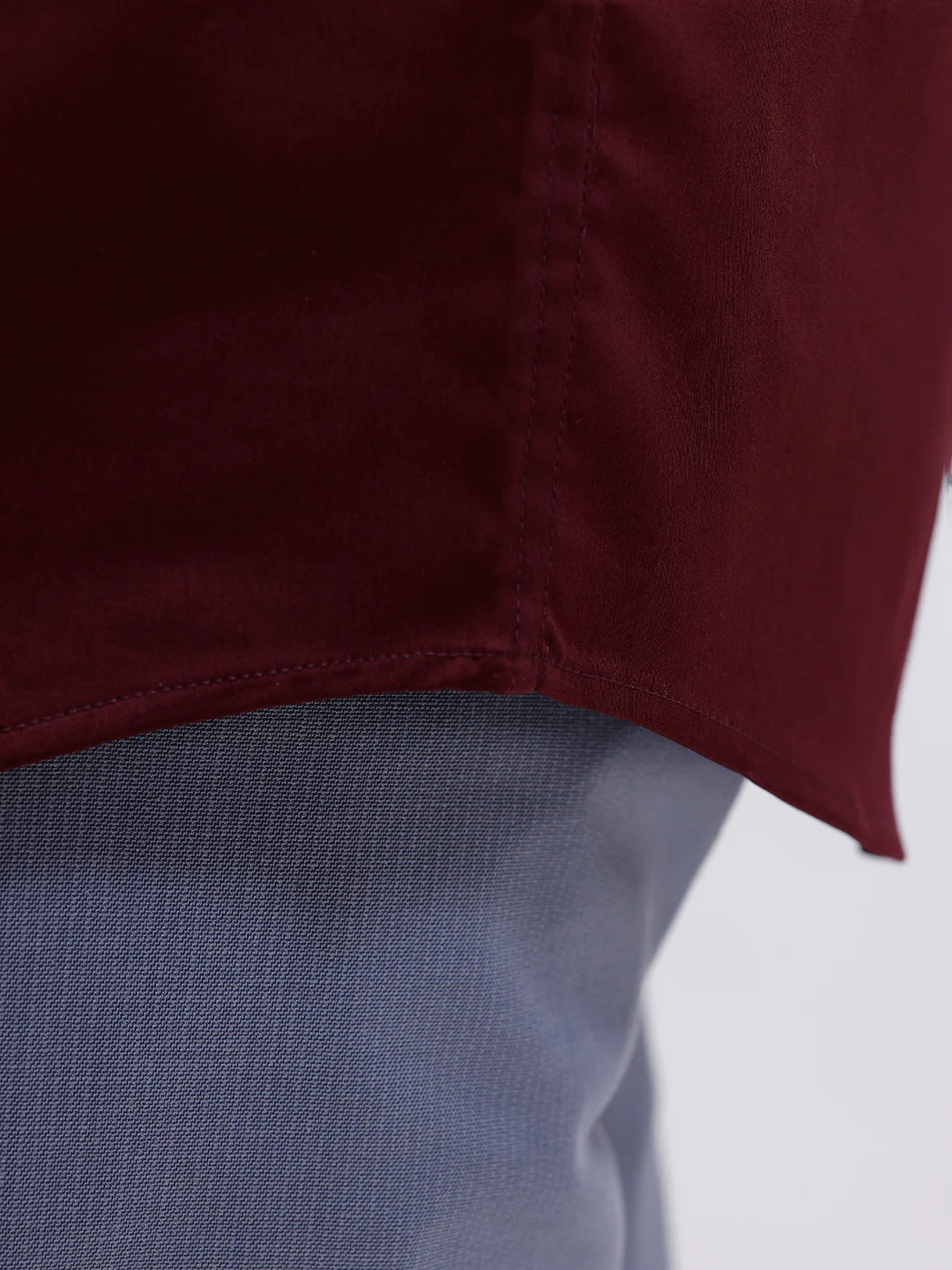 Men Cotton Blend Shirt Dark Maroon T53 ACT9 - Image 7