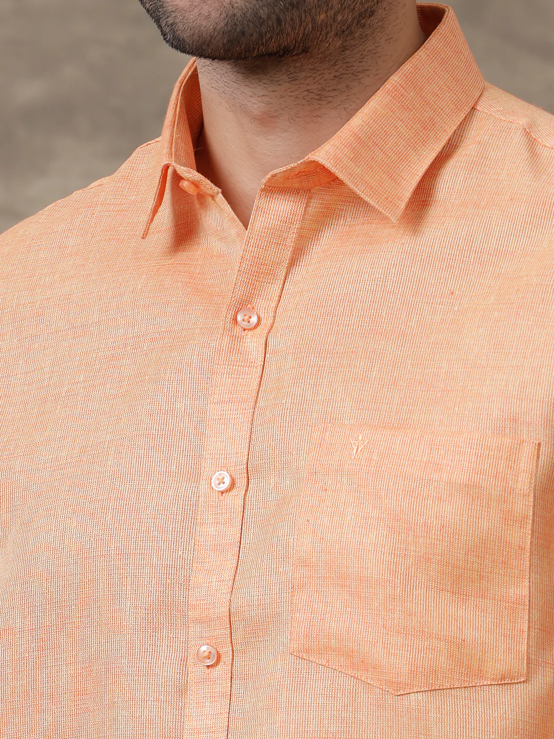 Men Cotton Blend Shirt Dark Orange T3 CV14 - Image 3