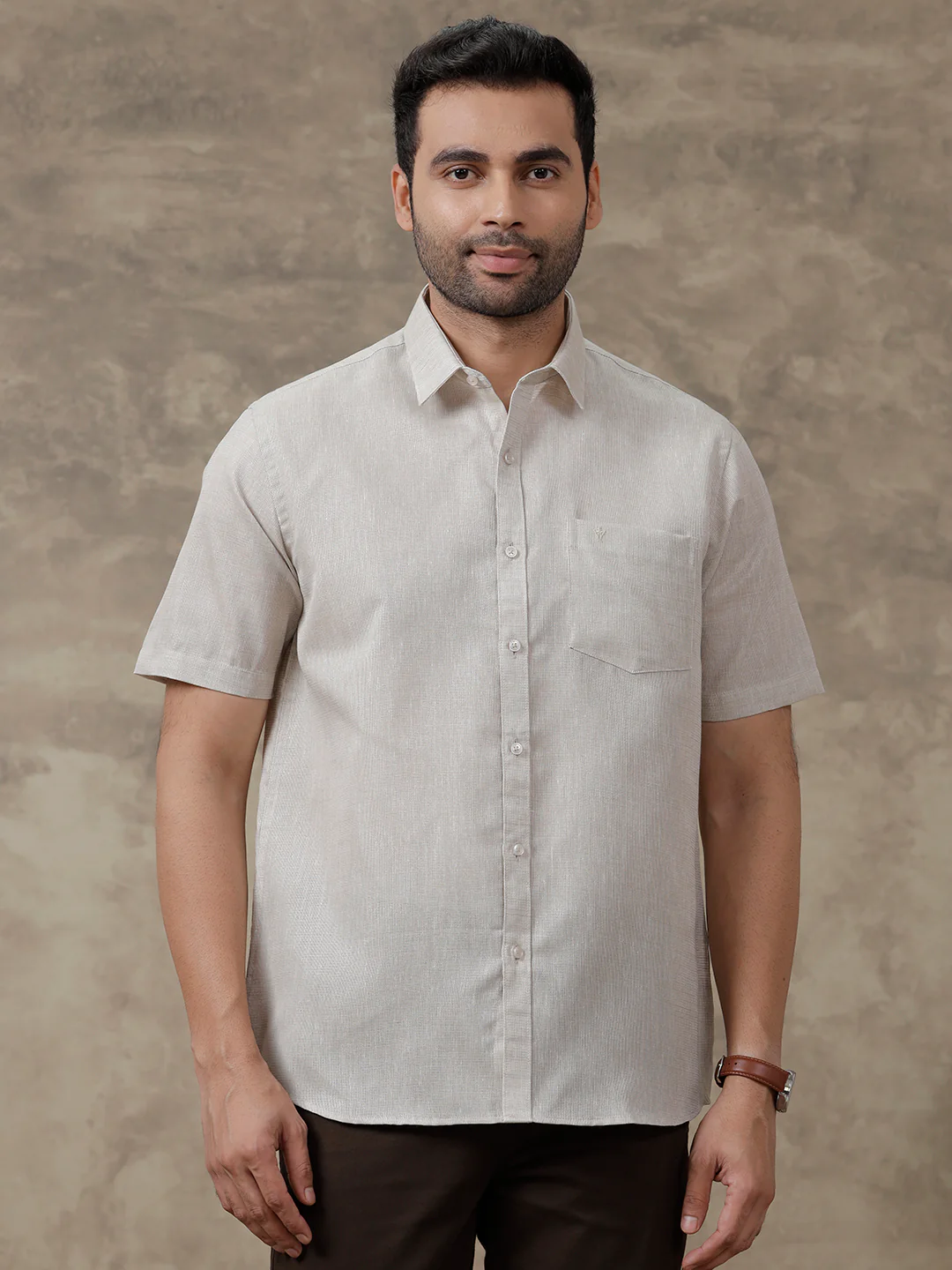 Men Cotton Blend Shirt Grey T3 CV7 - Image 2