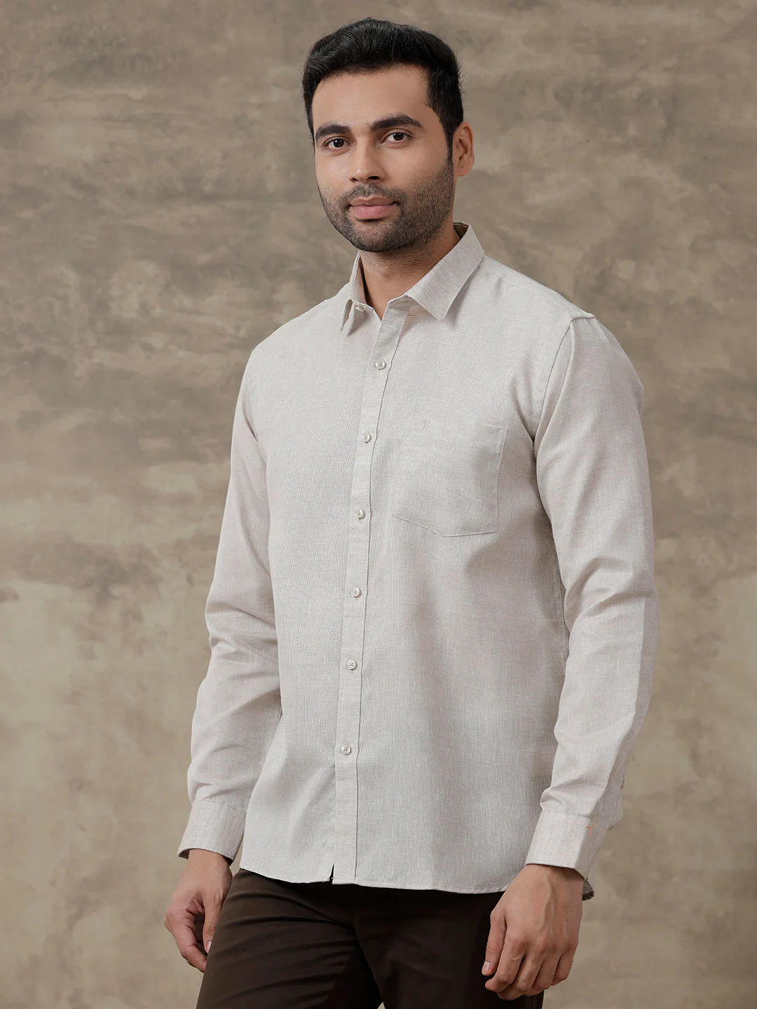 Men Cotton Blend Shirt Grey T3 CV7 - Image 5