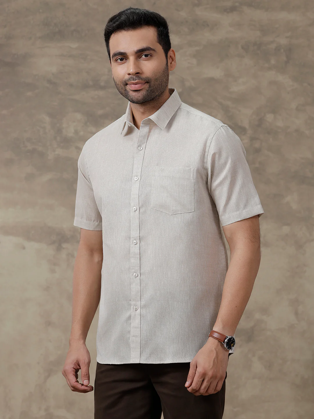 Men Cotton Blend Shirt Grey T3 CV7 - Image 6