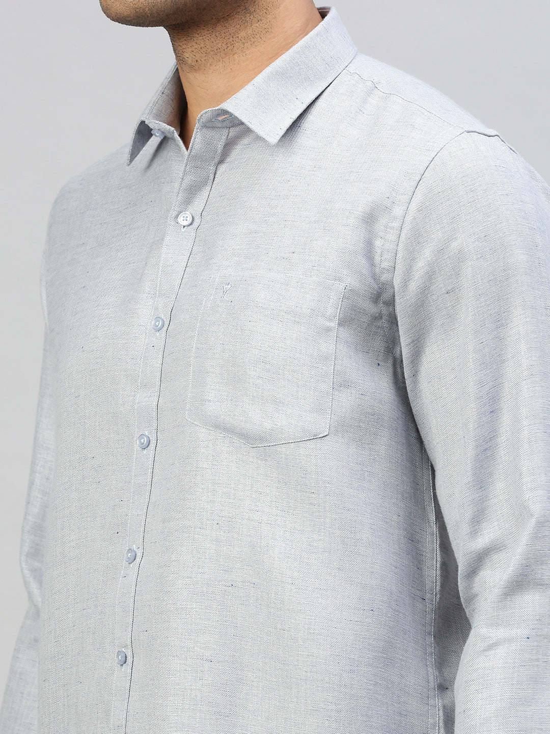 Men Cotton Blend Shirt Grey T7 CG12 - Image 4