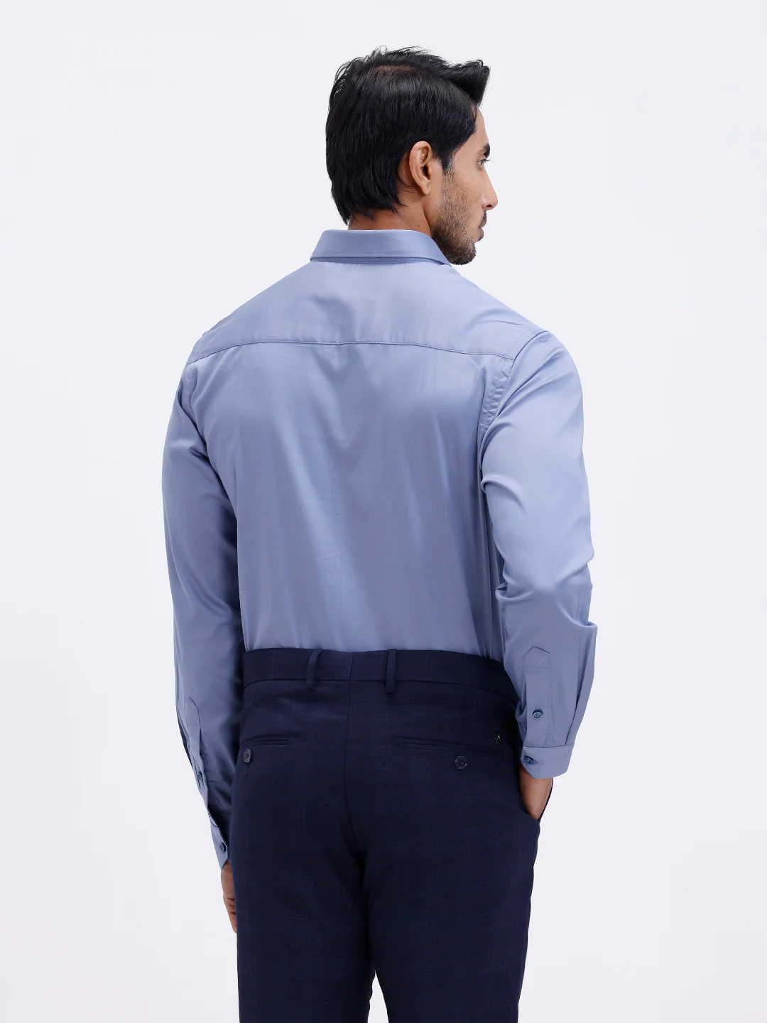 Men Cotton Blend Shirt Greyish Blue T53 ACT7 - Image 4