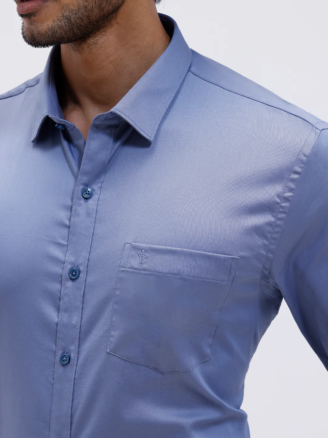 Men Cotton Blend Shirt Greyish Blue T53 ACT7 - Image 5