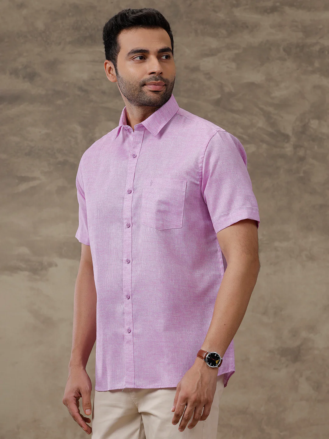 Men Cotton Blend Shirt Lavender T3 CV18 - Image 6