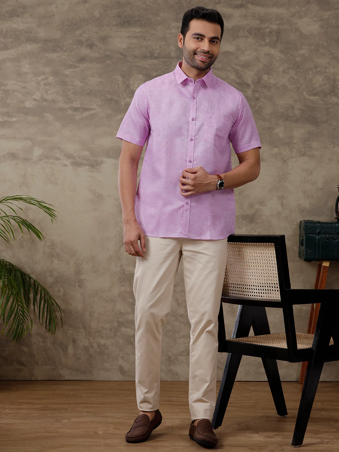 Men Cotton Blend Shirt Lavender T3 CV18 - Image 8