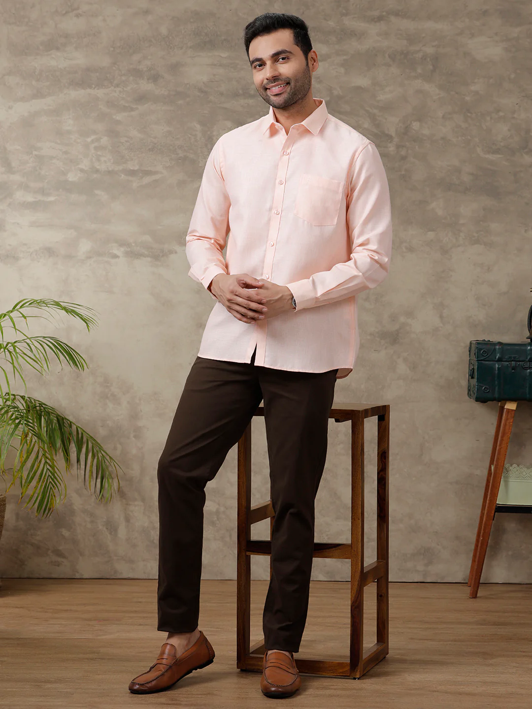 Men Cotton Blend Shirt Light Pink T25 TA4 - Image 7
