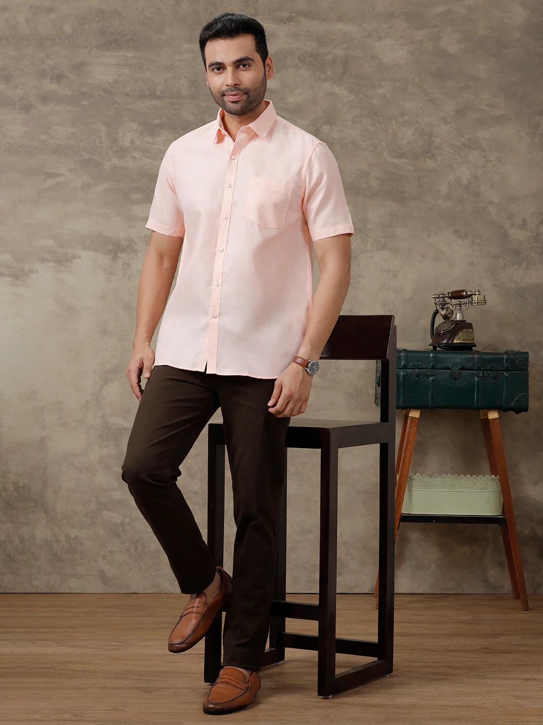 Men Cotton Blend Shirt Light Pink T25 TA4 - Image 8