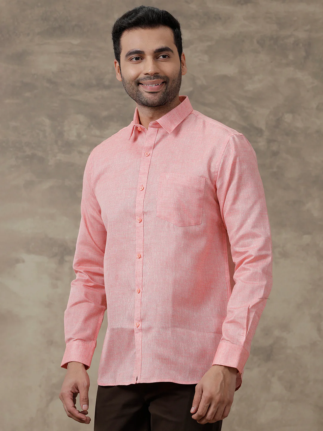 Men Cotton Blend Shirt Light Pink T3 CV11 - Image 5