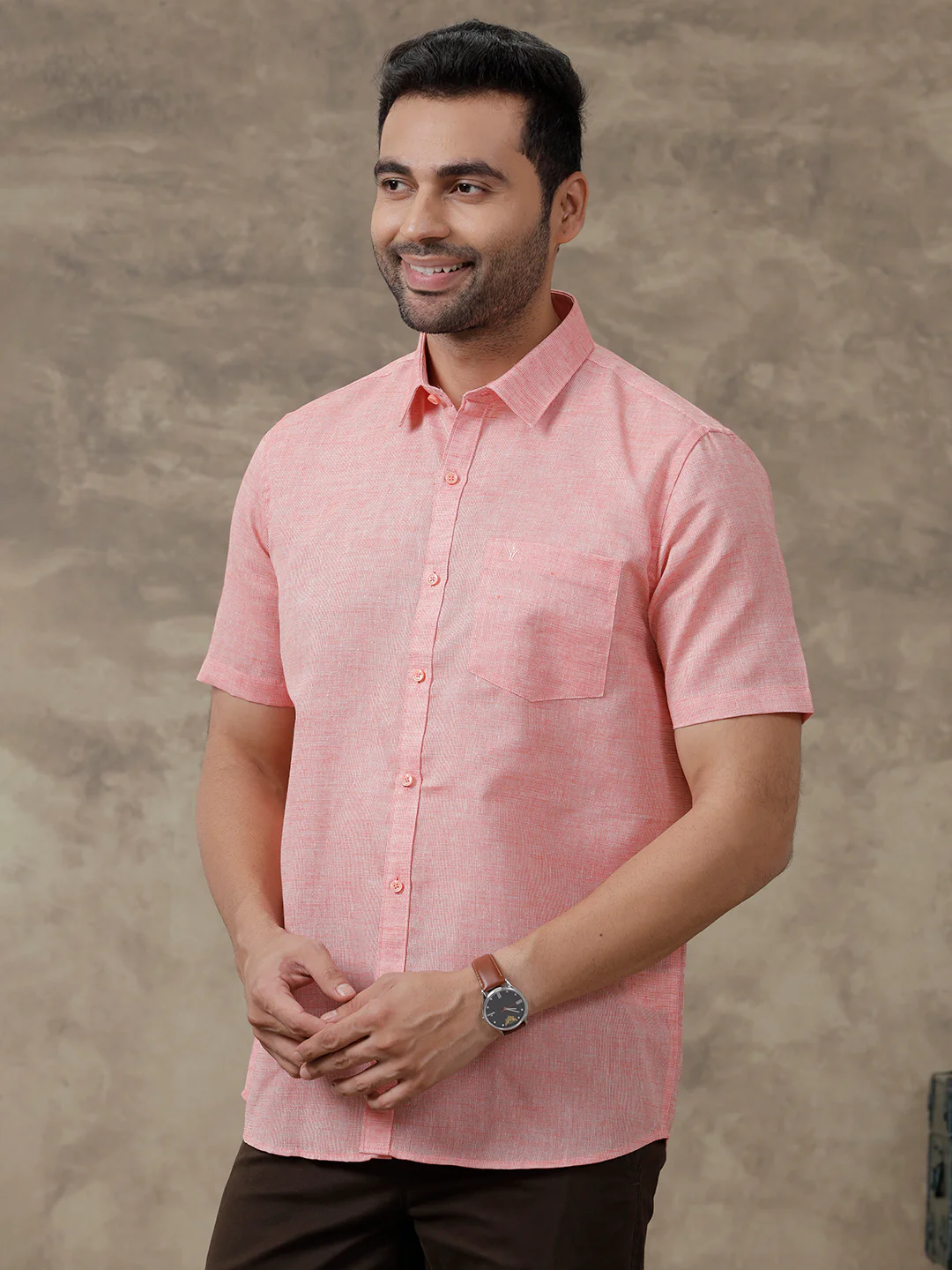 Men Cotton Blend Shirt Light Pink T3 CV11 - Image 6