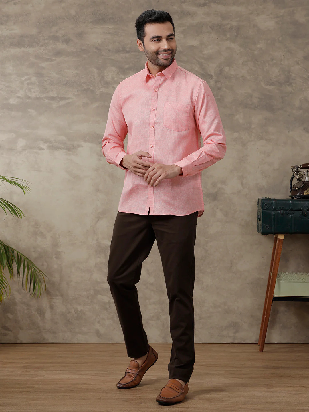 Men Cotton Blend Shirt Light Pink T3 CV11 - Image 7