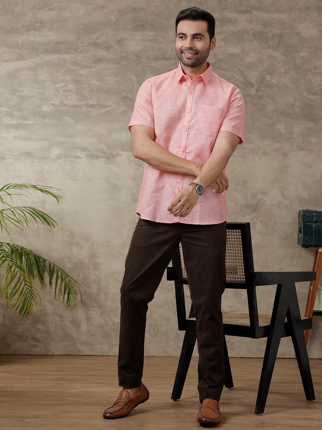 Men Cotton Blend Shirt Light Pink T3 CV11 - Image 8