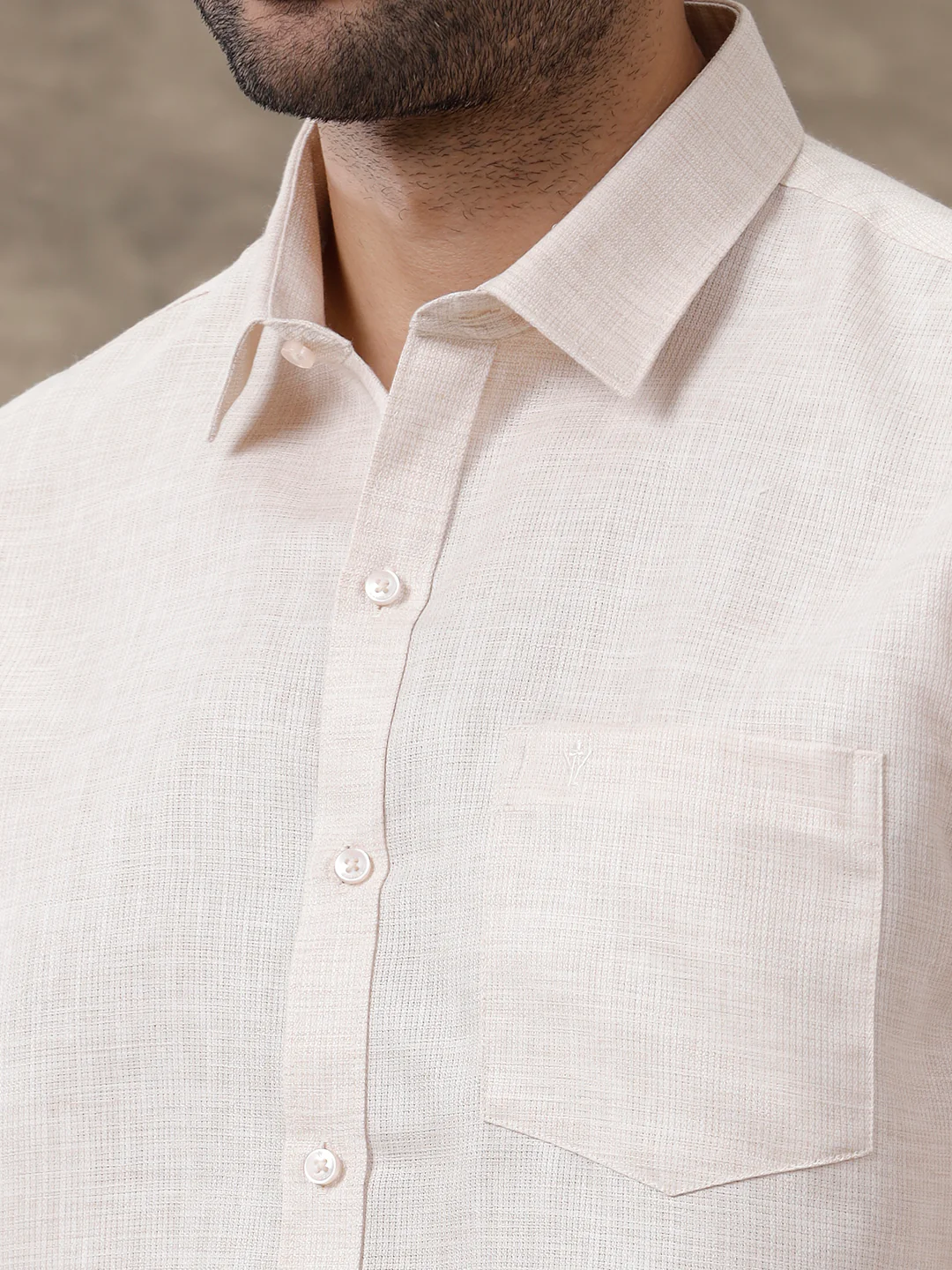 Men Cotton Blend Shirt Orange T25 TA7 - Image 3