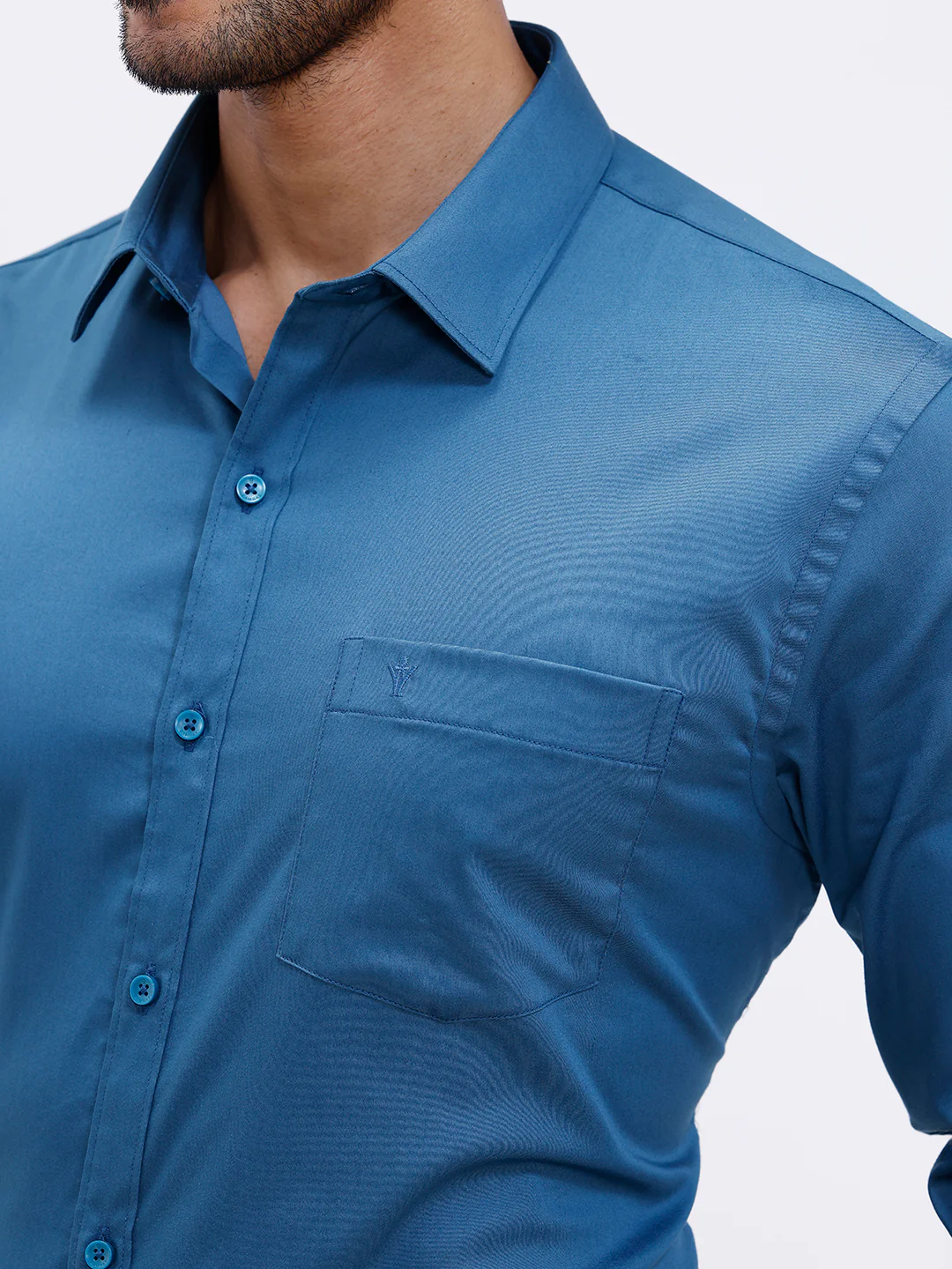 Men Cotton Blend Shirt Peacock Blue T53 ACT3 - Image 6