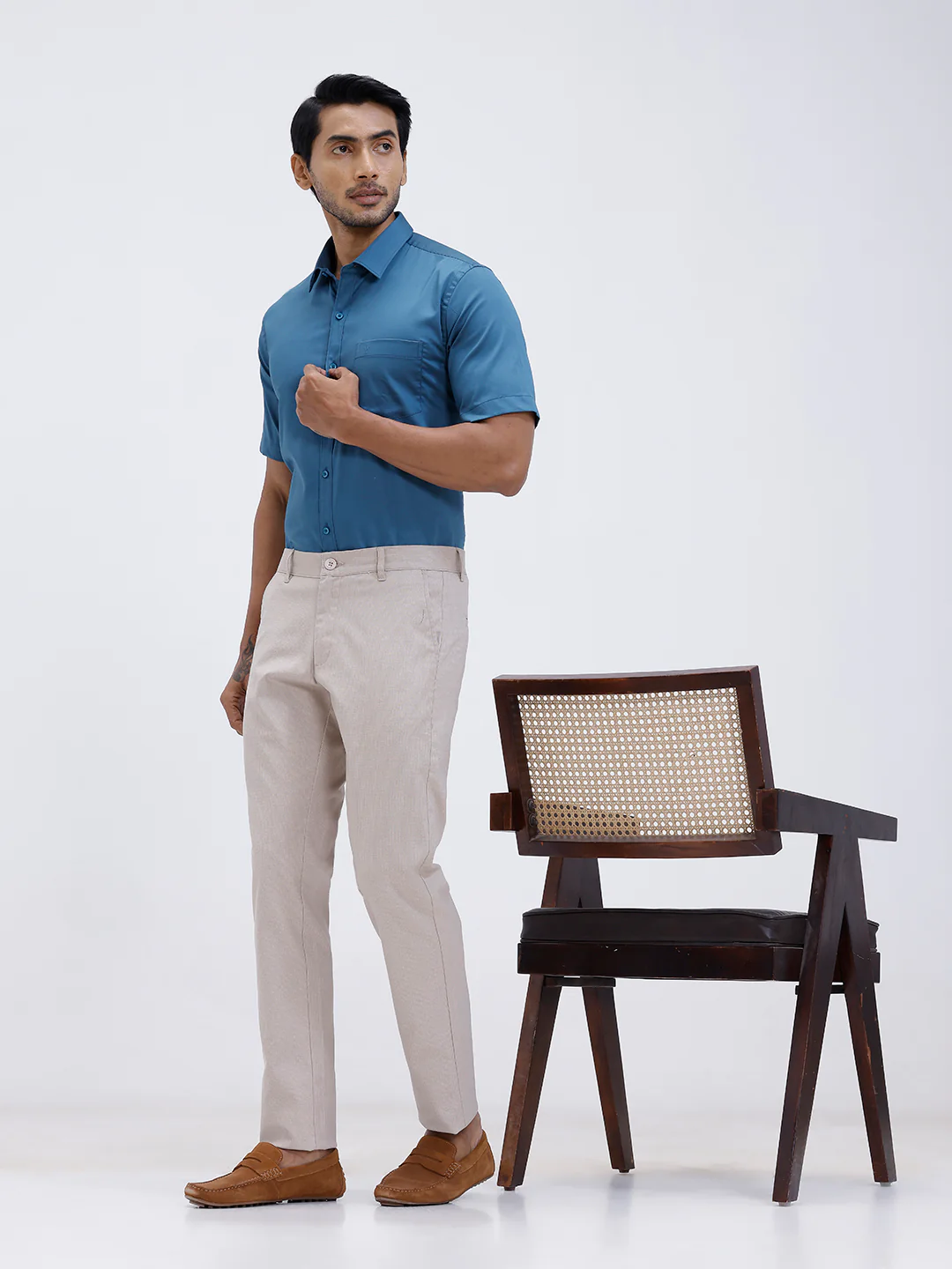 Men Cotton Blend Shirt Peacock Blue T53 ACT3 - Image 9