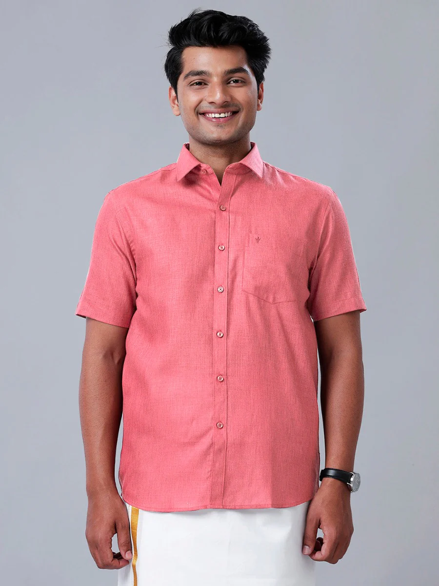 Men Cotton Blend Shirt Pink T26 TB3 - Image 2