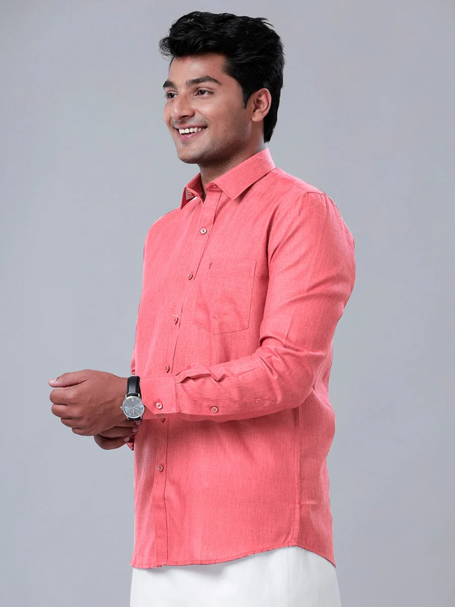 Men Cotton Blend Shirt Pink T26 TB3 - Image 3