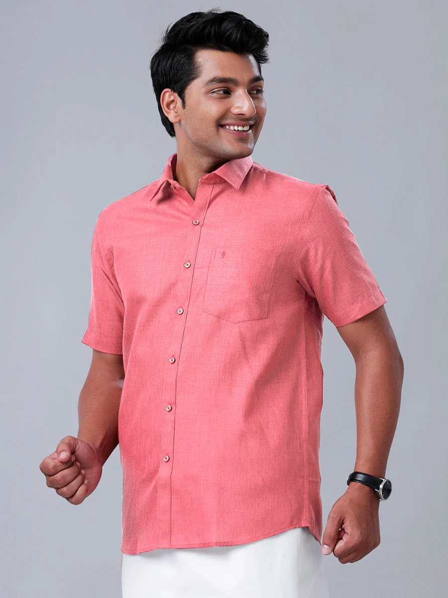 Men Cotton Blend Shirt Pink T26 TB3 - Image 4