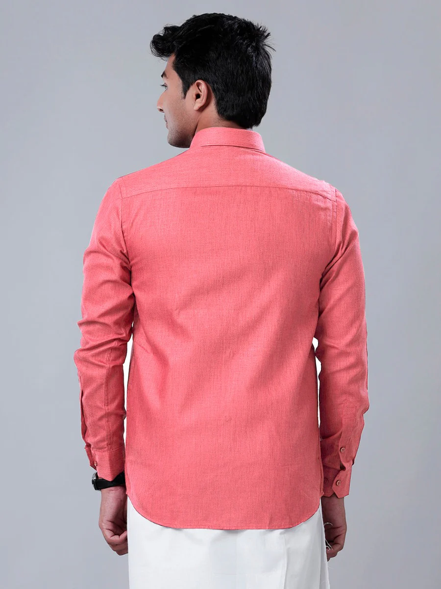 Men Cotton Blend Shirt Pink T26 TB3 - Image 5