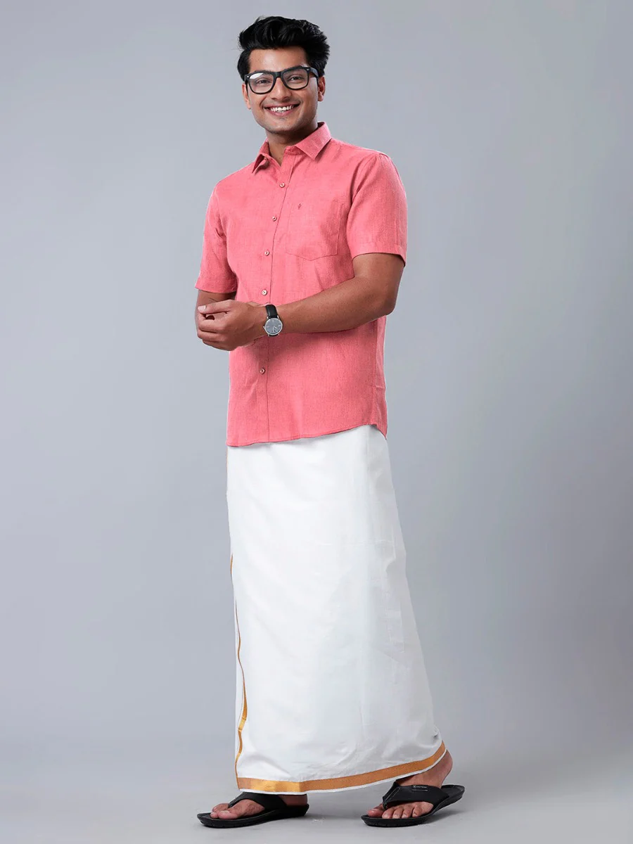 Men Cotton Blend Shirt Pink T26 TB3 - Image 7