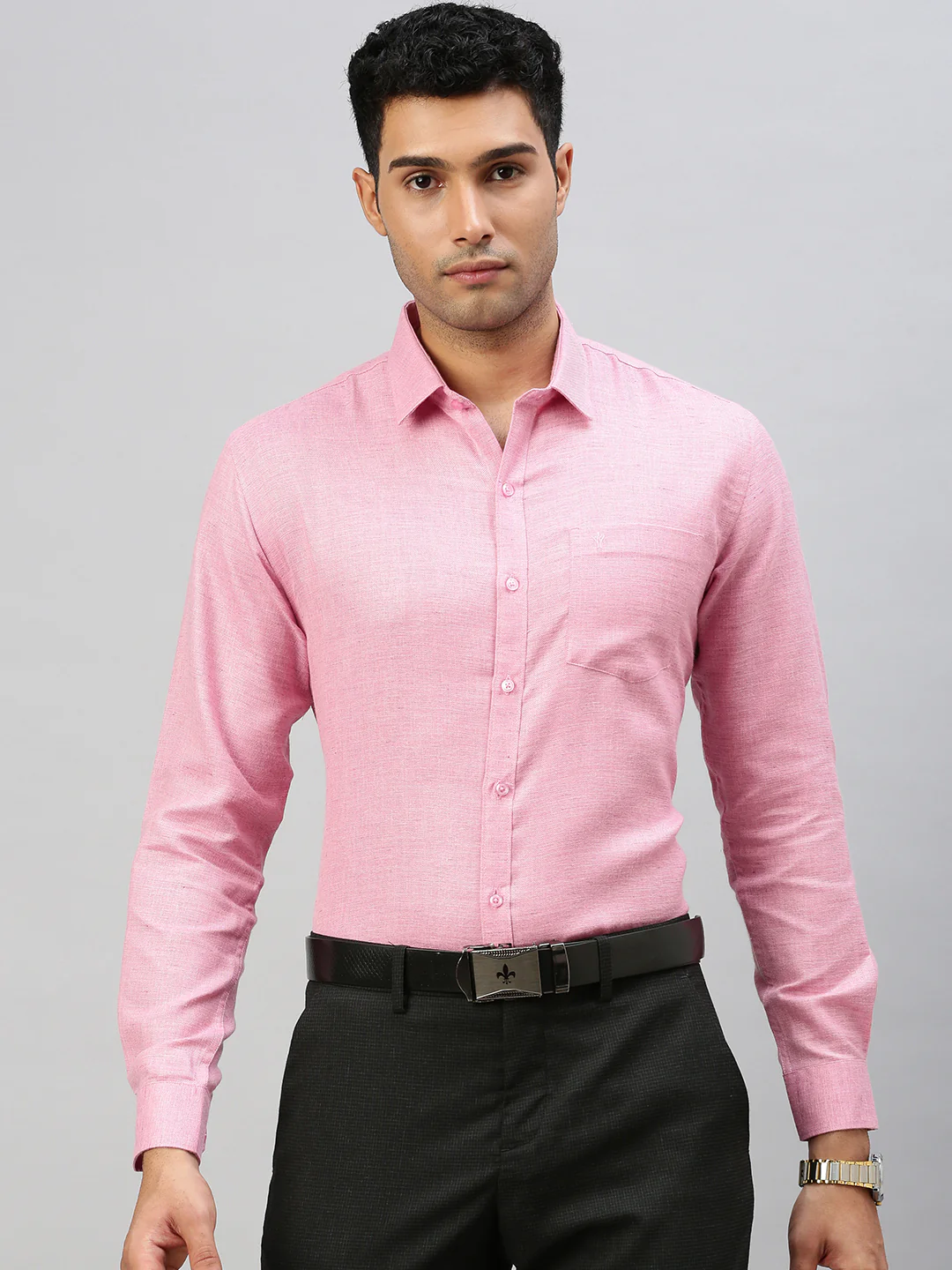 Men Cotton Blend Shirt Pink T7 CG13 - Image 5