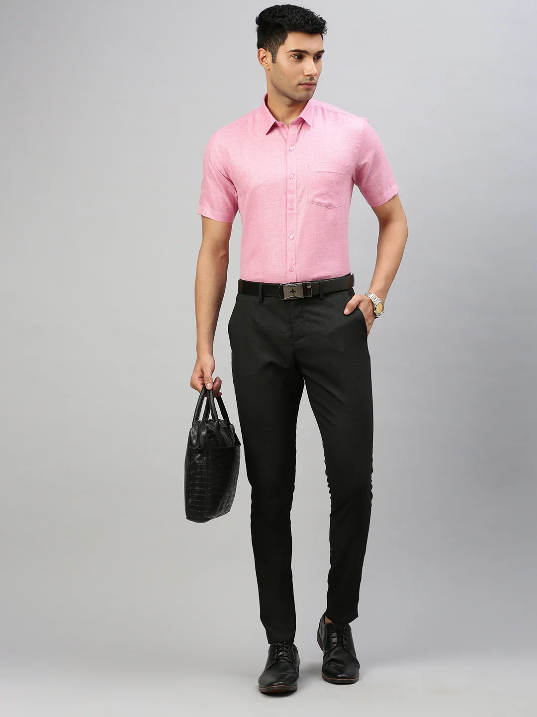 Men Cotton Blend Shirt Pink T7 CG13 - Image 7