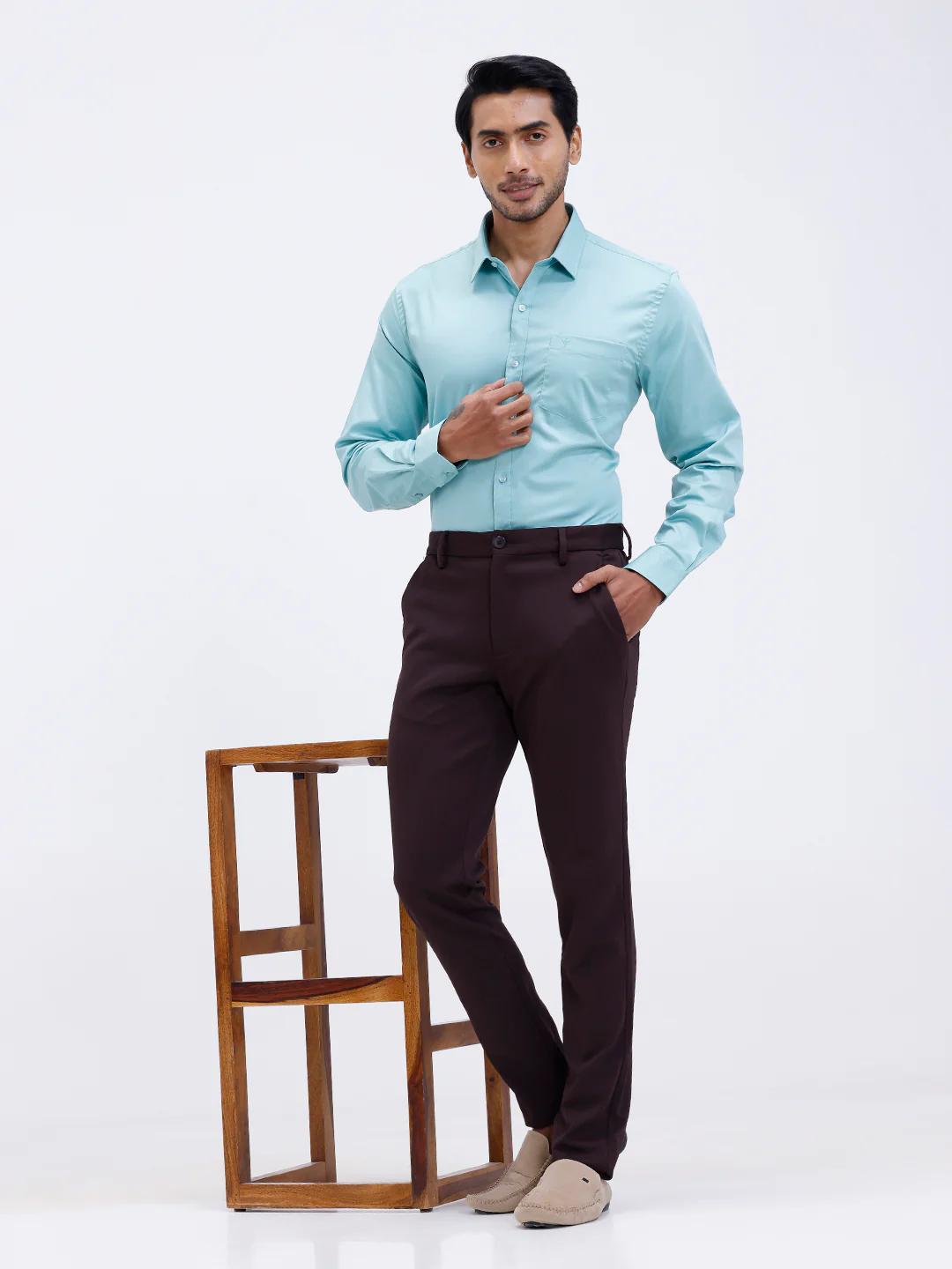 Men Cotton Blend Shirt Shadow Green T53 ACT4 - Image 8