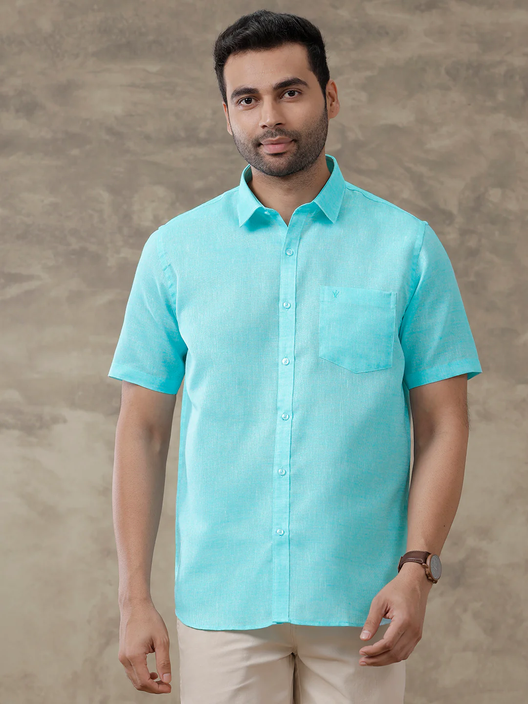 Men Cotton Blend Shirt Sky Blue T3 CV10 - Image 2