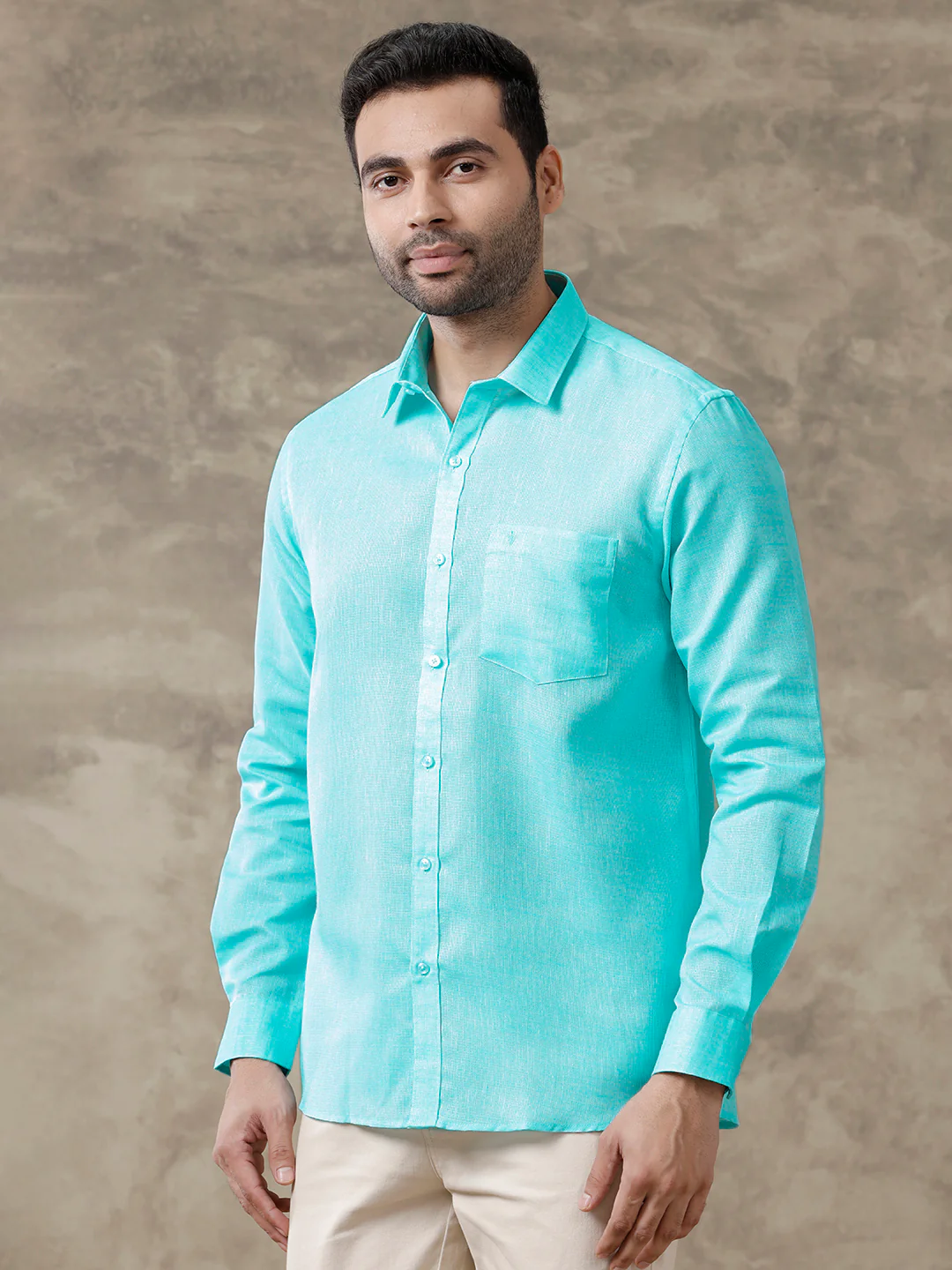 Men Cotton Blend Shirt Sky Blue T3 CV10 - Image 3