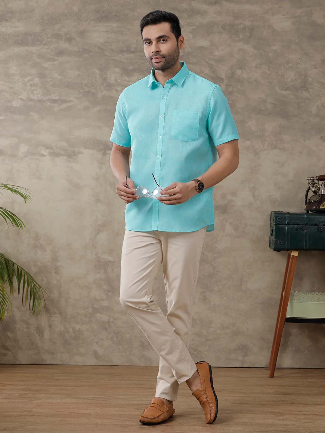Men Cotton Blend Shirt Sky Blue T3 CV10 - Image 6