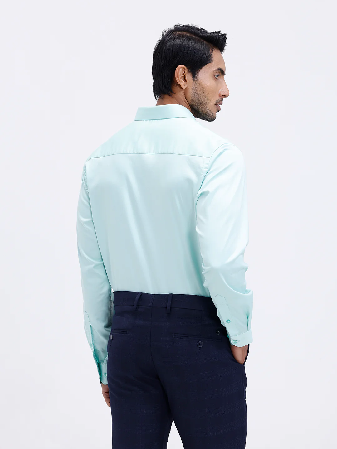 Men Cotton Blend Shirt Snowmint Green T53 ACT10 - Image 5