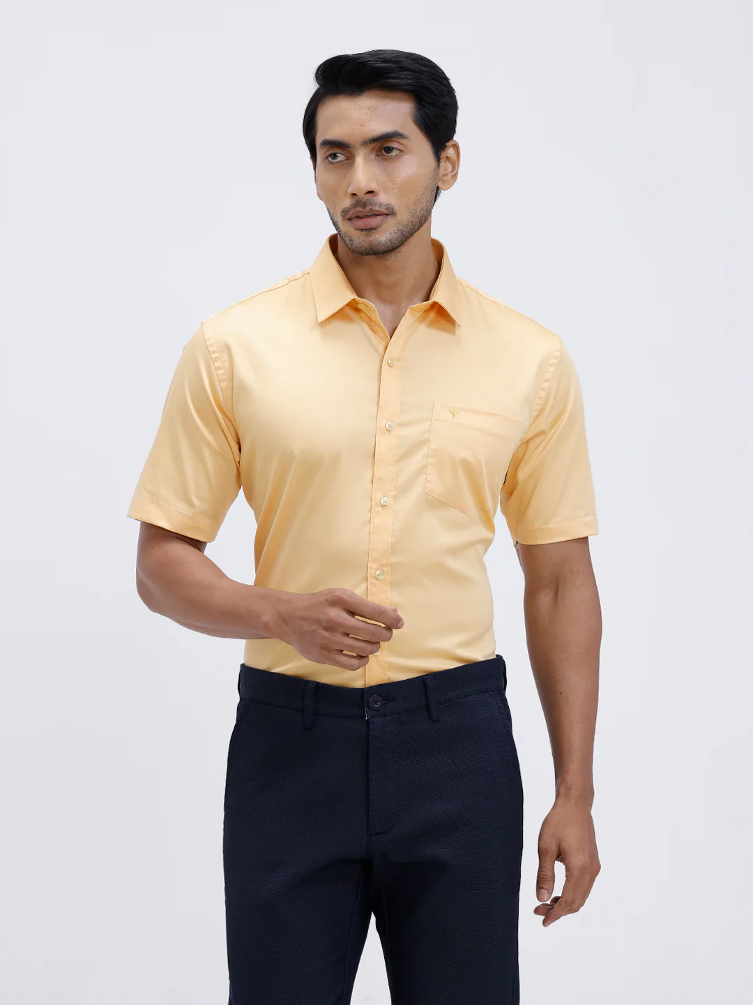 Men Cotton Blend Shirt Yellowish Orange T53 ACT8 - Image 2