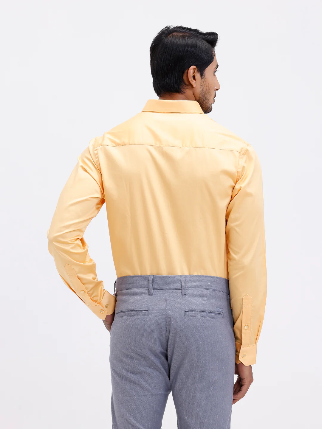 Men Cotton Blend Shirt Yellowish Orange T53 ACT8 - Image 3