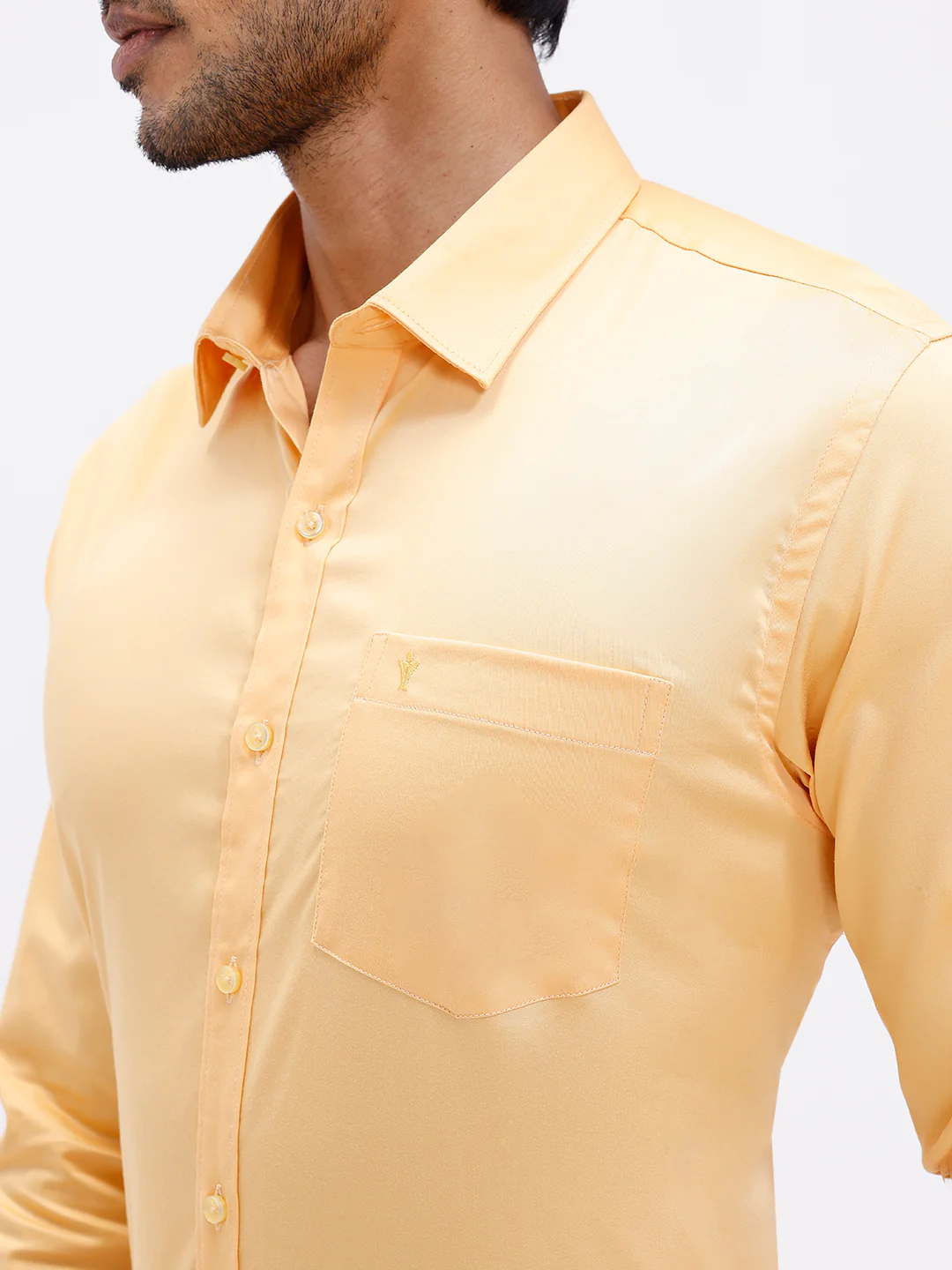 Men Cotton Blend Shirt Yellowish Orange T53 ACT8 - Image 4
