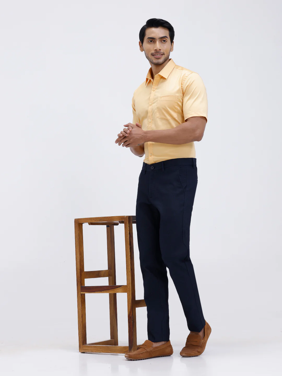 Men Cotton Blend Shirt Yellowish Orange T53 ACT8 - Image 9