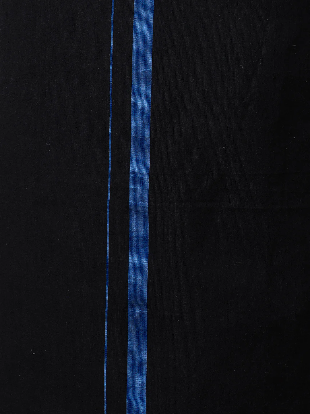 Men Cotton Blend Single Layer Black Dhoti & Towel Set with Blue Big Border Makara Jyoti - Image 5