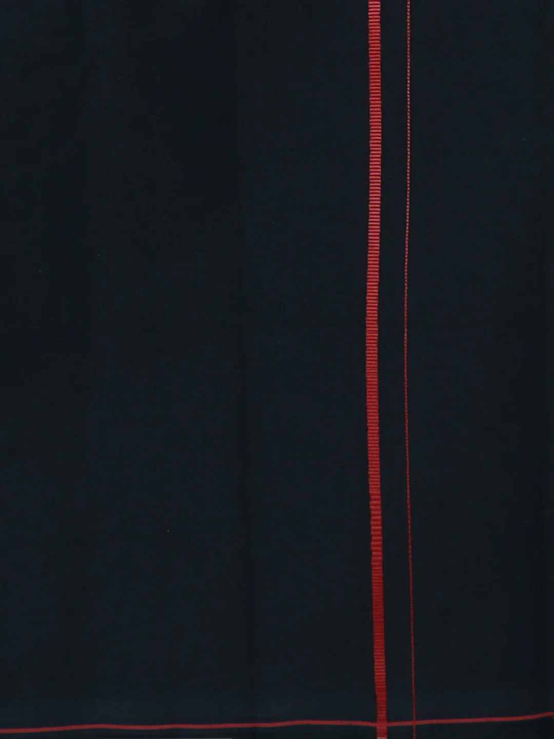 Men Cotton Blend Single Layer Black Dhoti & Towel Set with Red Small Border Sudhan - Image 5