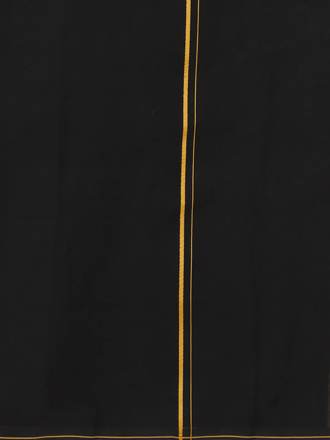 Men Cotton Blend Single Layer Black Dhoti & Towel Set with Yellow Small Border Poojan SB - Image 6