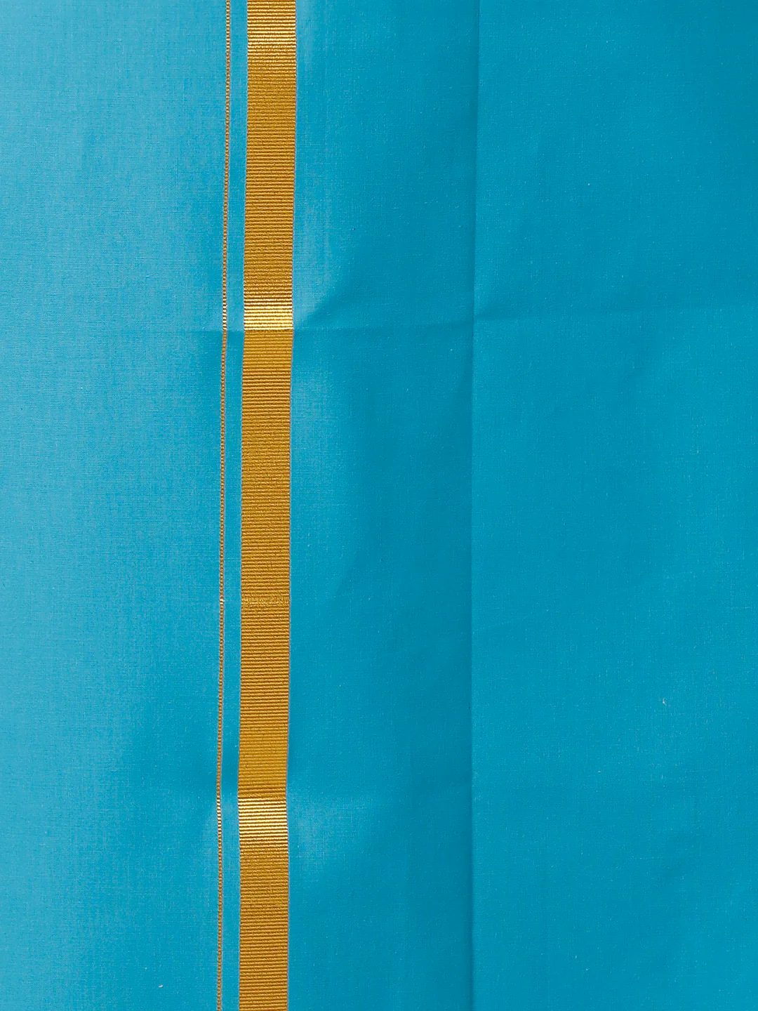 Men Cotton Blend Single Layer Blue Dhoti with Gold Jari Border Cosmic 8 - Image 4