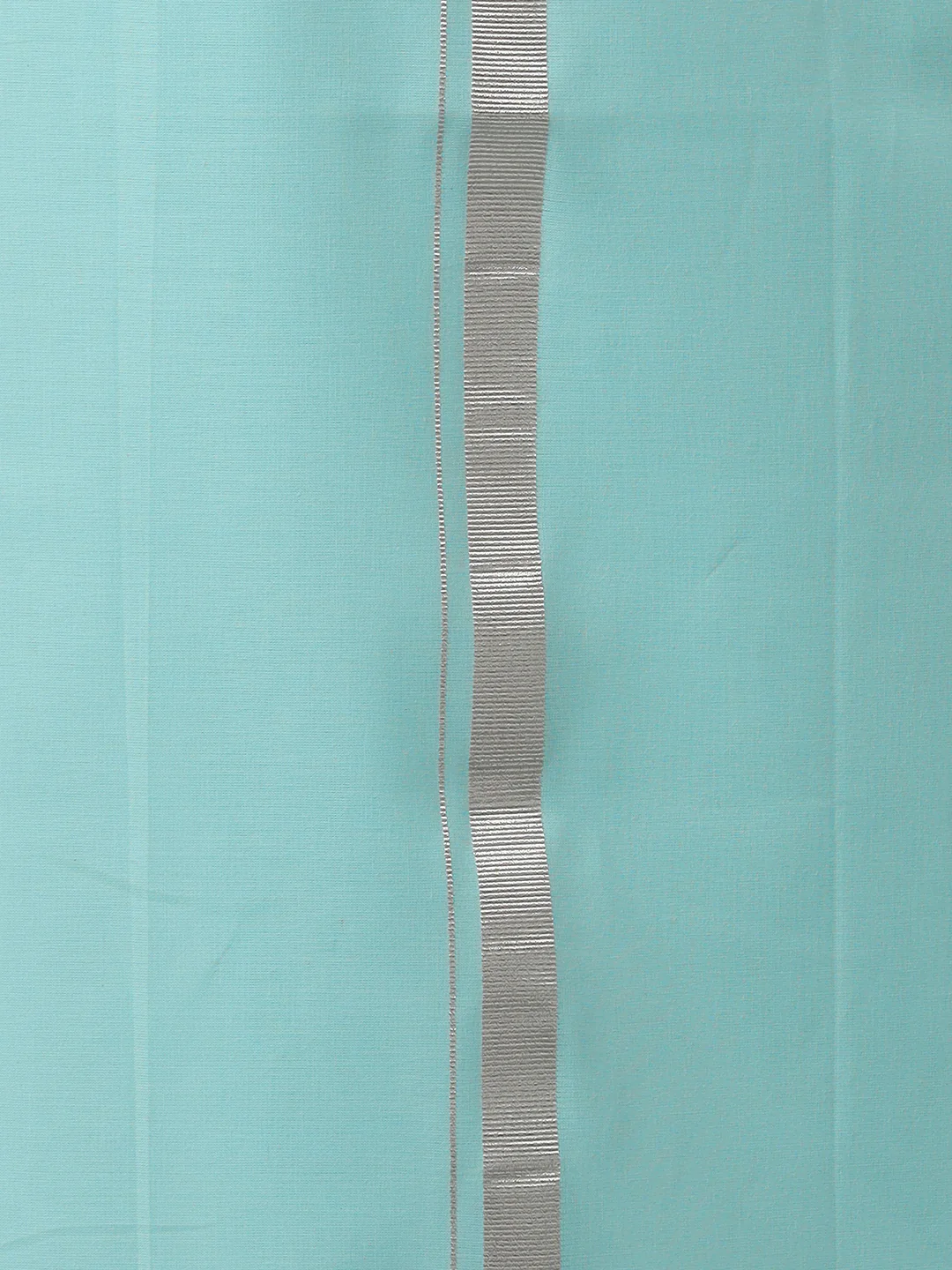 Men Cotton Blend Single Layer Blue Dhoti with Silver Jari Border Cosmic - Image 5